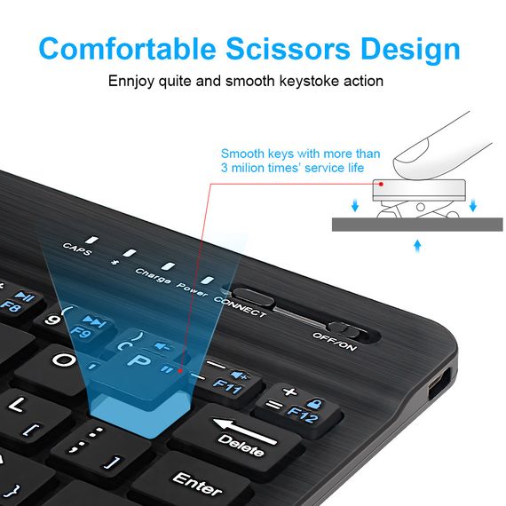 Беспроводная Bluetooth-клавиатура, перезаряжаемая мини-клавиатура для ноутбука, ПК, iPad, планшета и других | Зображення 9