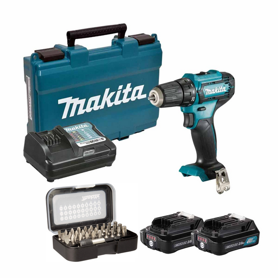 Шуруповерт аккумуляторный Makita DF333DWAE с набором бит Makita D-30667 (30 Нм, 0.8-10 мм, CXT)