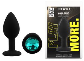 Силиконовая анальная пробка EGZO - Silicone Black Round Plug Marine, size S Sex Aura