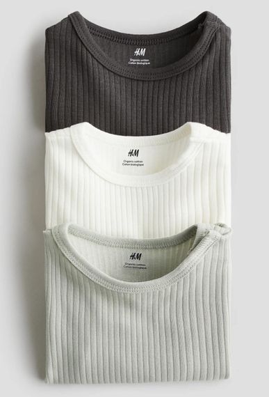 Набір дитячих боді 3 шт для новонароджених H&M 50 см Різнокольоровий (25120901) | Зображення 1
