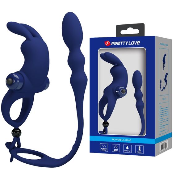 Эрекционное вибро кольцо с анальным стимулятором Pretty Love - Powerful ring, BI-210213-3 sexstyle