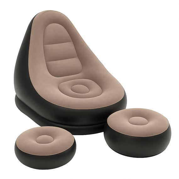 Надувное кресло с пуфом для отдыха AIR SOFA велюровое GQ-63