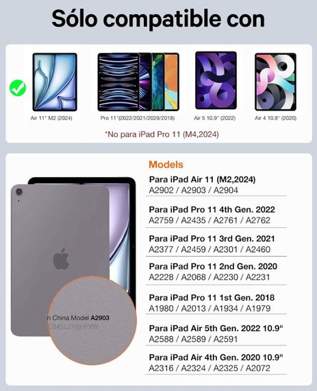 Клавіатура-чохол для iPad Air 2024 11”, Air 5/Air 4 10.9”, iPad Pro 11 4, 3, 2, 1 покоління, магнітна, ультратонка, сіра QWERTY | Зображення 1