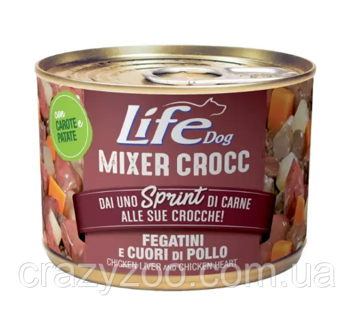 Вологий корм для собак LifeDog Mixer Crocc Fegatini Cuori di Pol куряча печінка та серця 150 гр 24029