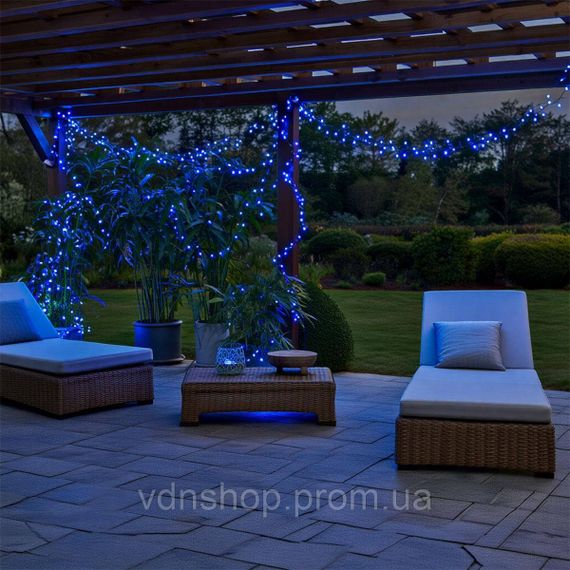 Новорічна гірлянда вулична 50 м 500 LED з сонячною батареєю чорний провід Синій SB500L50MBBL | Зображення 2