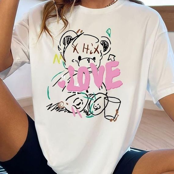 Футболка женская с принтом повседневная L Белая