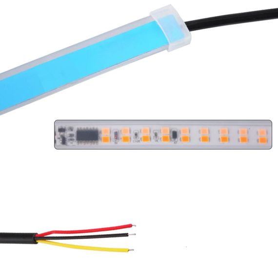 Денні ходові вогні з бігучим поворотом, 2 шт по 30 см / Гнучкі ходові вогні в фару біло-жовті | Зображення 7