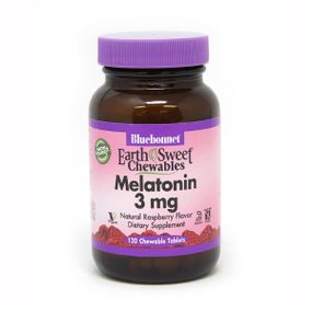 Мелатонін для сну Bluebonnet Nutrition Earth Sweet Chewables Melatonin 3 mg 120 Chewable Tabs Raspberry