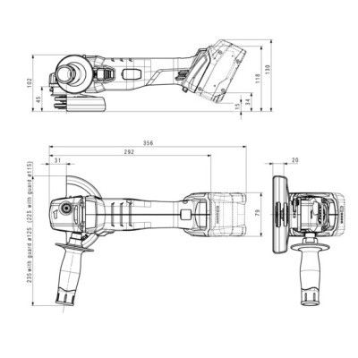 Шлифовальная машина Metabo W 18 L 9-125 Quick 125мм, 18В, 8500об/мин, 2.3кг (без АКБ и ЗУ) (602249850) | Зображення 8