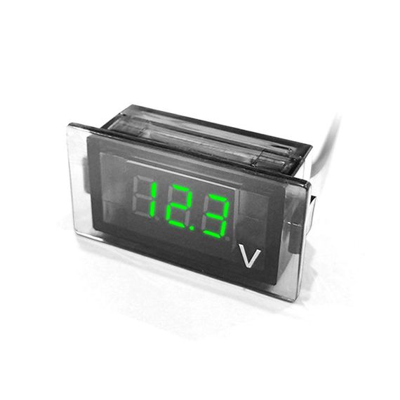 Цифровий вольтметр DY-G, діапазон вимірювань 12-24V, 49x18x26 mm, Green | Зображення 1