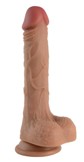 Фаллоимитатор с мошонкой на присоске OYO - Dildo Double Layer Silicone YQW-017 (длина 18 см, диаметр 3.5 см) Sex Aura | Зображення 1