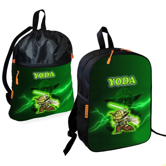 Школьный рюкзак детский Йода Star Wars + Сумка для обуви спортивной формы рюкзак-мешок  для мальчика (01692)