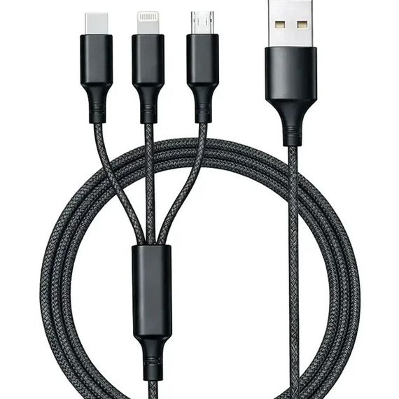 Кабель 3 в 1 26X-202 USB-A 1,2 м черный