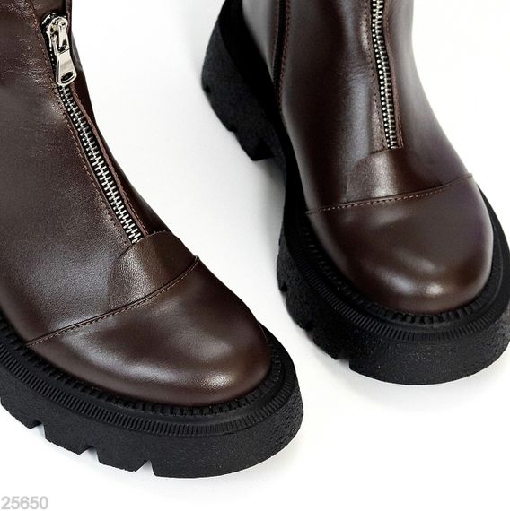 Шикарні шкіряні черевики на блискавці натуральна шкіра колір Шоколад | Зображення 5