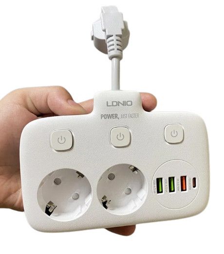 Мережевий фільтр LDNIO SE2435 подовжувач 2 розетки 3 USB 1 Type-C Білий | Зображення 3