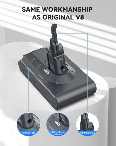 Аккумулятор для пылесоса Dyson V8, SV10 6500 мАч с 2 фильтрами сменная батарея V8 Animal V8 Absolute V8 Fluffy | Зображення 3