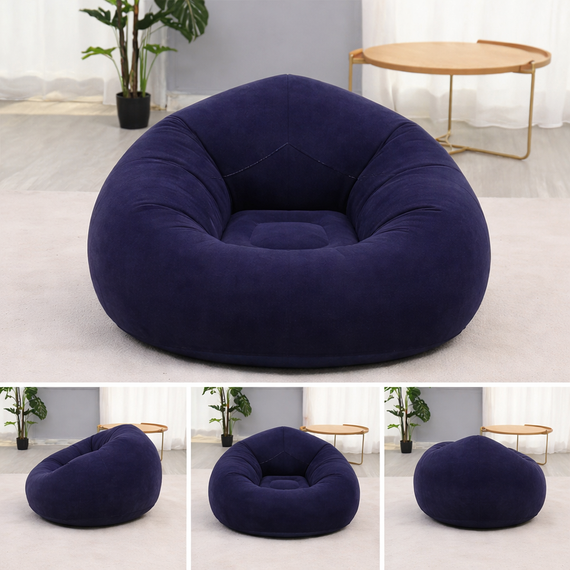 Надувное кресло-пуф Inflatable Sofa / Надувное кресло-мешок 110×110×85 см Темно-синий | Зображення 1