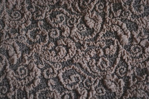 Жаккардовый чехол на диван + 2 кресла с юбкой Бежевый | Зображення 2