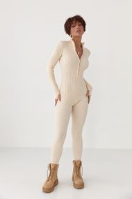 Трикотажний комбінезон в рубчик - кремовий цвет, ONE SIZE (є розміри)