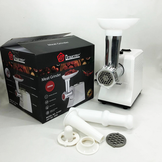 Мясорубка электрическая domotec r3391 2000w, мощная компактная мясорубка для дома, мясорубка 3 в 1 | Зображення 4