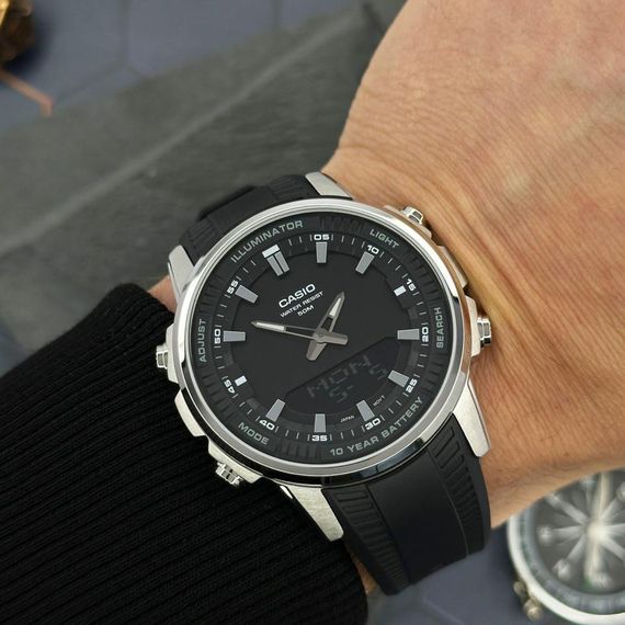Класичний Чоловічий годинник Casio AMW-880-1A стальний, водонепроникний, Японія | Зображення 4