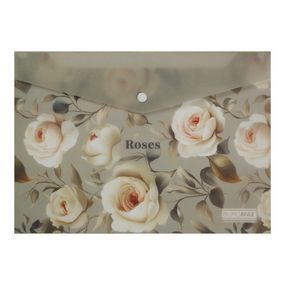 Папка-конверт А4 на кнопці ROSES ARABESKI світло-сіра BM.3943-20 BUROMAX матовий напівпрозорий пластик (4823126805627)