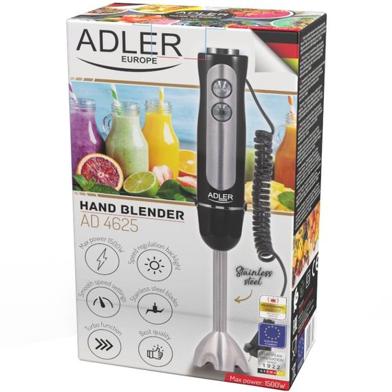 Блендер Adler AD 4625 black ручний/ 1500Вт/ 5 швидк./ без чаші/ Turbo/ чорний | Зображення 1