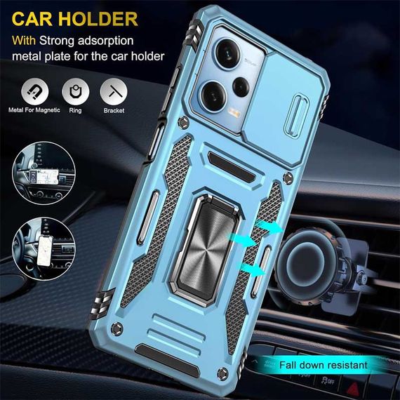 Ударостійкий чохол Camshield Army Ring для Xiaomi Redmi 12 / Poco M6 Pro 5G Блакитний / Light Blue | Зображення 3