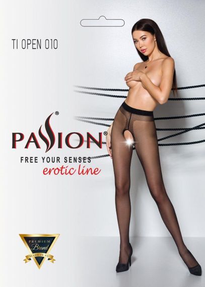 Колготки с открытым доступом, контрастная линия Passion TIOPEN 010 1/2 (20 den), black sexstyle | Зображення 2