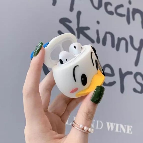 Силіконовий футляр Disney series для навушників AirPods 1/2 + карабін Дональд Дак/Бело-блакитний | Зображення 3