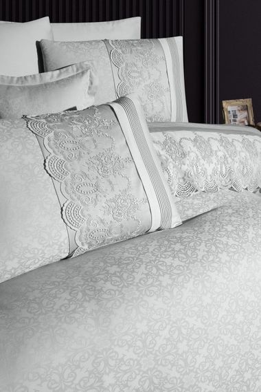 Комплект постельного белья First Choice Vip Satin Moonlight 200x220 Hillary Grey | Зображення 1