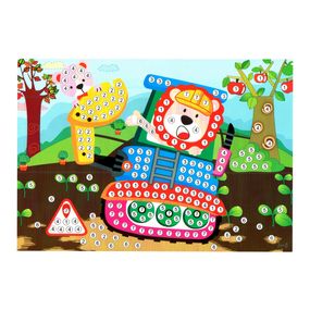 Детская мозаика по номерам "Строители" 13-127-10 разноцветные камушки