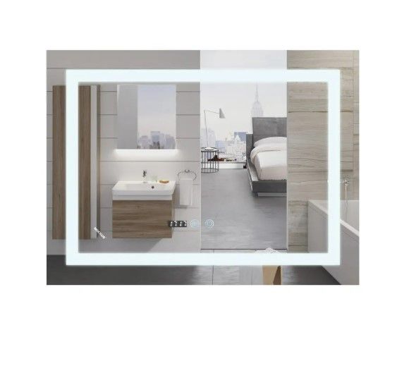 Дзеркало Mixxus WARM MR02-70x50 з LED Touch, Anti-fog, димером, регулюванням яскравості, годинником (MI6668)