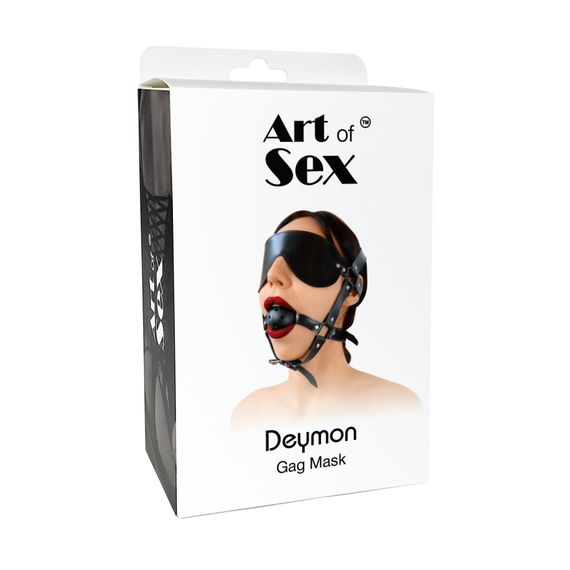 Кляп-маска Art of Sex - Deymon, екошкіра, колір чорний | Зображення 3