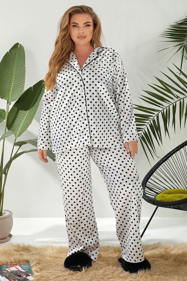 Пижама женская в горох  -уценка, цвет молочный, 257R333-U-2