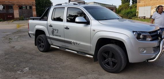 Боковые трубы (2 шт, нерж) 70мм для Volkswagen Amarok 2010-2022 гг | Зображення 8