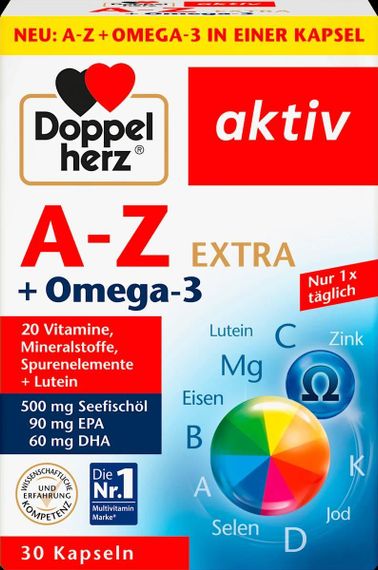 Doppelherz A-Z + Omega-3 – Комплекс вітамінів, мінералів та Омега-3 для імунітету, серця, зору та загального здоров’я, 30 шт.