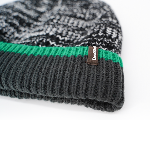 Шапка водонепроникна Dexshell Cuffed Beanie, р-р S/M (56-58 см) чорна з зеленою смугою | Зображення 2