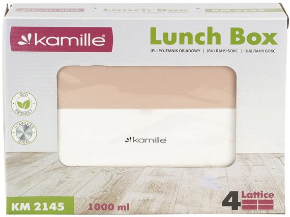 Ланч-бокс Kamille Snack 1000мл на 4 секції, пластик і нержавіюча сталь, рожевий | Зображення 5