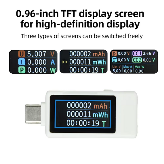 Тестер USB Type-C ZFX-1004CC цифровий вимірювач напруги та струму з TFT дисплеєм | Зображення 5