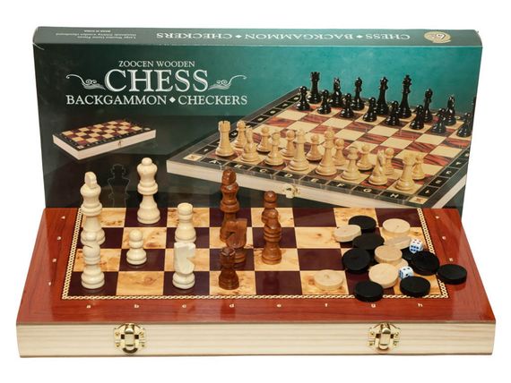 Шахматы + шашки + нарды - 3 в 1 (39 х 39 см) деревянные i5-108