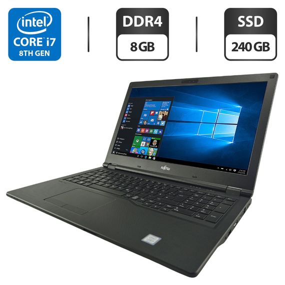 Ноутбук Fujitsu LifeBook E559 / 15.6" (1920x1080) IPS / Intel Core i7-8565U (4 (8) ядра по 1.8 - 4.6 GHz) / 8 GB DDR4 / 240 GB SSD / Intel UHD Graphics / WebCam б/у