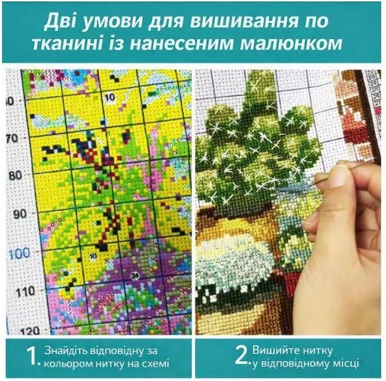 Набір для вишивання хрестиком JOZYSH «Рожеві та білі півонії» 14CT, 40x40 см, канва Аїду з нанесеним малюнком | Зображення 8
