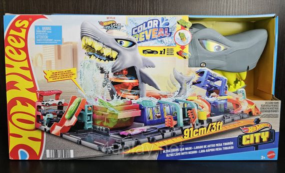 Трек Хот Вілс Кольорове перетворення Автомийка Акула Оригінал Hot Wheels City Ultra Shark Car Wash | Зображення 5