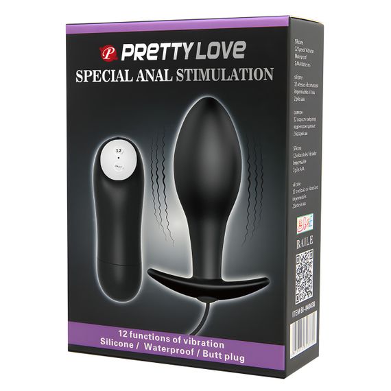 Анальна пробка - Pretty Love Special Anal Stimulation Vibrating Butt Plug Black Sex Aura | Зображення 8