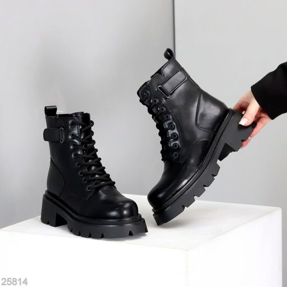 Круті зимові шкіряні берці натуральна шкіра на тракторній підошві 40