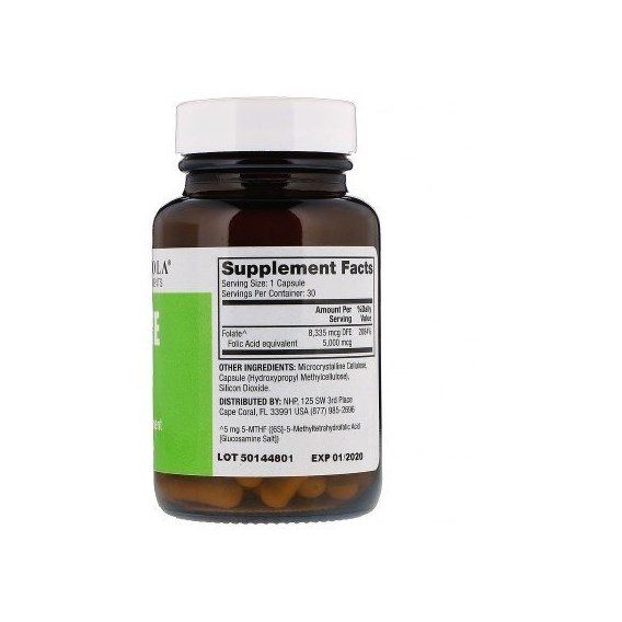 Фолиевая кислота Dr. Mercola Folate 5 mg 30 Caps | Зображення 1