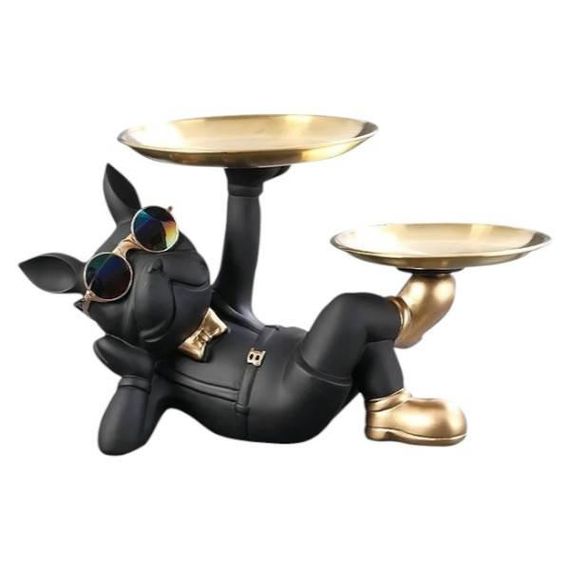 Статуэтка подставка для ключей и мелочей 33х20х19,5см Бульдог Черный