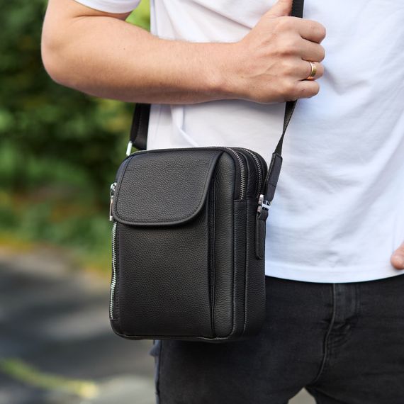 Чоловіча шкіряна сумка-барсетка через плече чорна Bexhill BX-36256 | Зображення 7