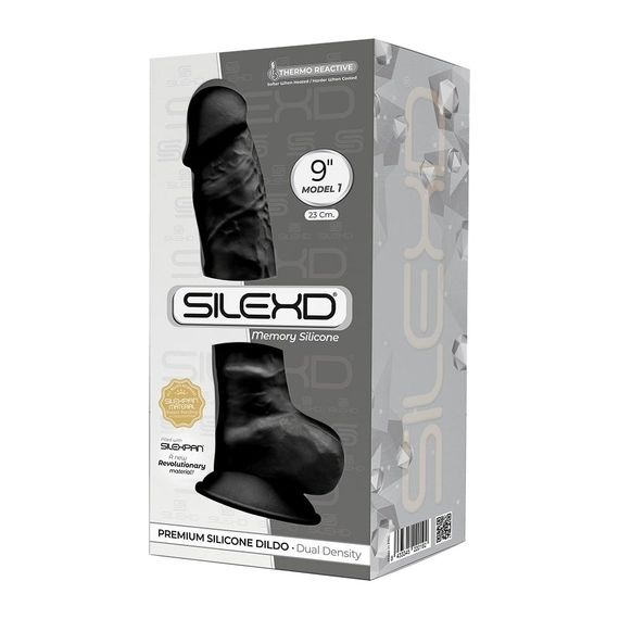 Фалоімітатор SilexD Tomas Black (MODEL 1 size 9in), двошаровий, силікон + Silexpan, діаметр 4,9см | Зображення 2